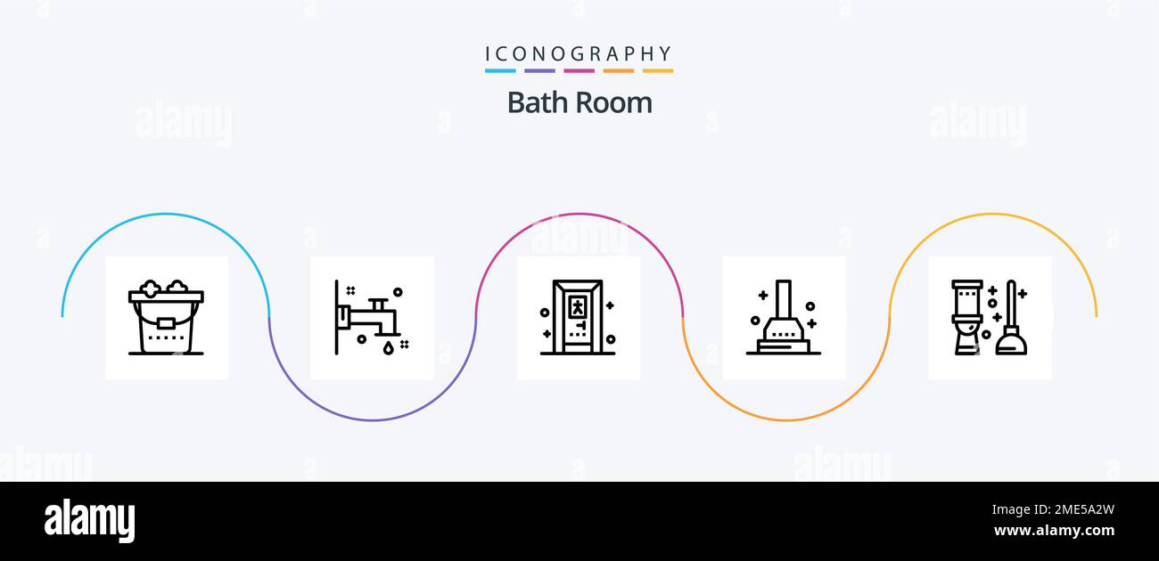 Bath Room Line 5 Icon Pack Including . room. bath. bath. toilet Stock ...