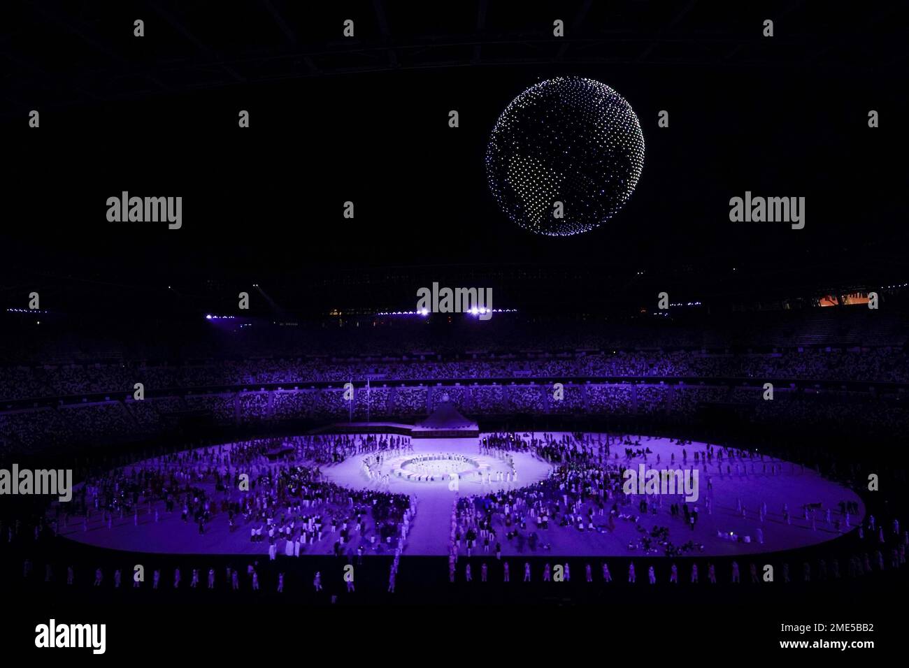 Drones form a globe during the opening ceremony in the Olympic Stadium at  the 2020 Summer Olympics, Friday, July 23, 2021, in Tokyo, Japan. (AP  Photo/Charlie Riedel Stock Photo - Alamy