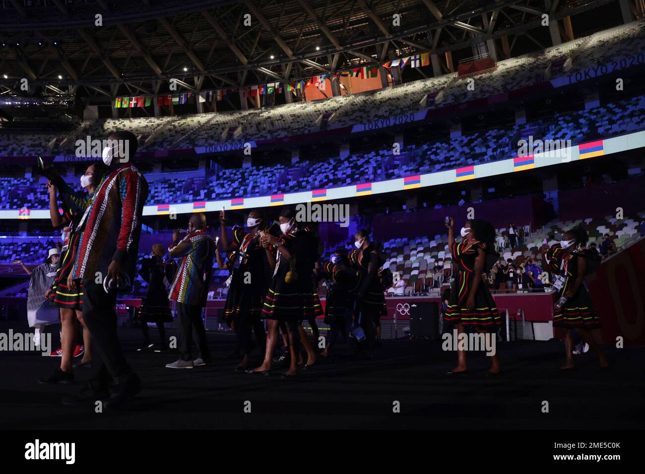 Team Angola arrives during the opening ceremony in the Olympic Stadium