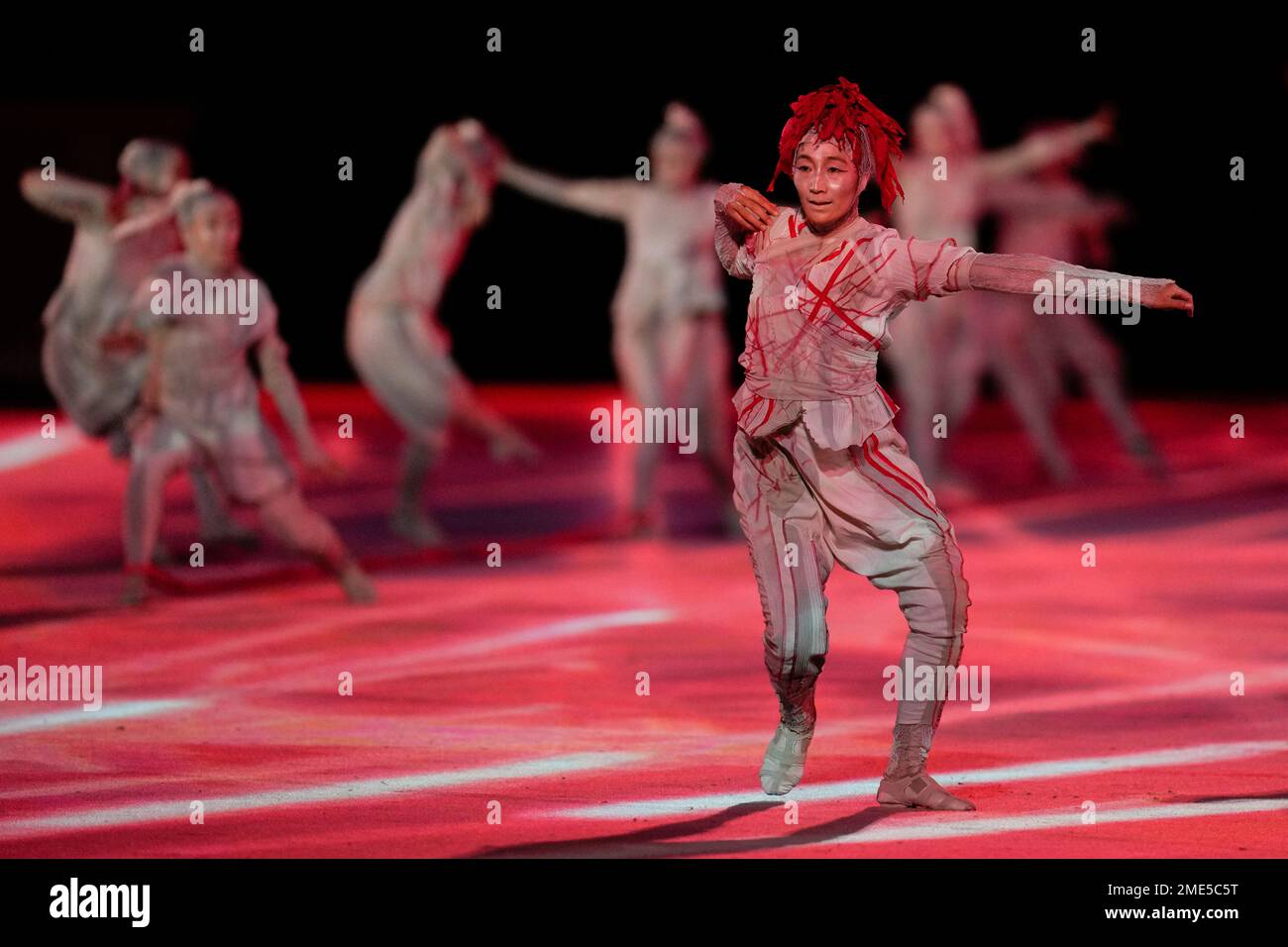 Dancers perform during the opening ceremony in the Olympic Stadium at ...