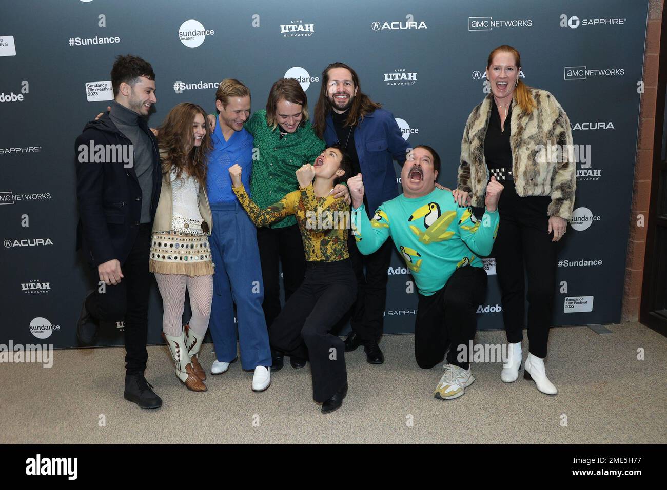 Park City, UT, USA. 23rd Jan, 2023. Stephen Scarpulla, MiMi Ryder, Cole Doman, Vuk Lungulov-Klotz, Lio Mehiel, Alexander Stegmaier, Joel Michaely, Jennifer Kuczaj at arrivals for MUTT Premiere at Sundance Film Festival 2023, Eccles Theater, Park City, UT January 23, 2023. Credit: JA/Everett Collection/Alamy Live News Stock Photo