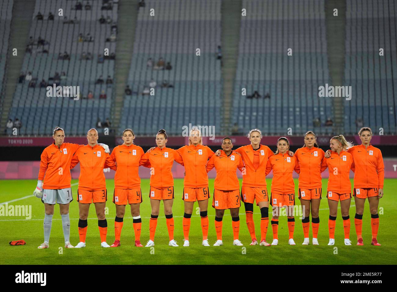 Netherlands' players pose for a team photo prior to a women's soccer ...