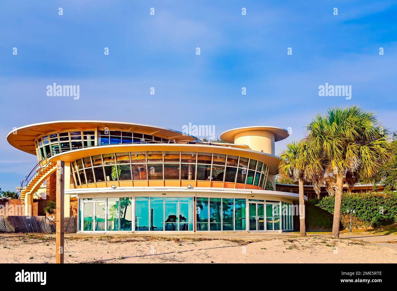 The Isle Dauphine Club is pictured, Jan. 19, 2023, in Dauphin Island, Alabama. The Isle Dauphine Club was built in 1957. Stock Photo
