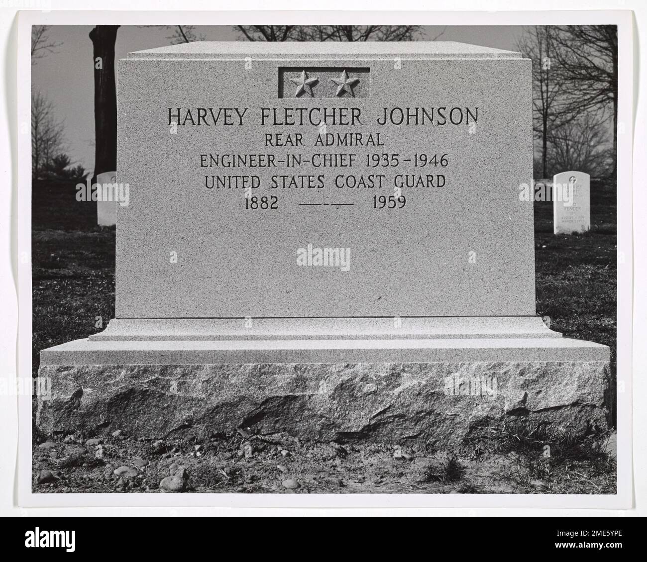 Gravestone of Harvey Fletcher Johnson, Rear Admiral, Engineer-in-Chief 1935-1946. Stock Photo