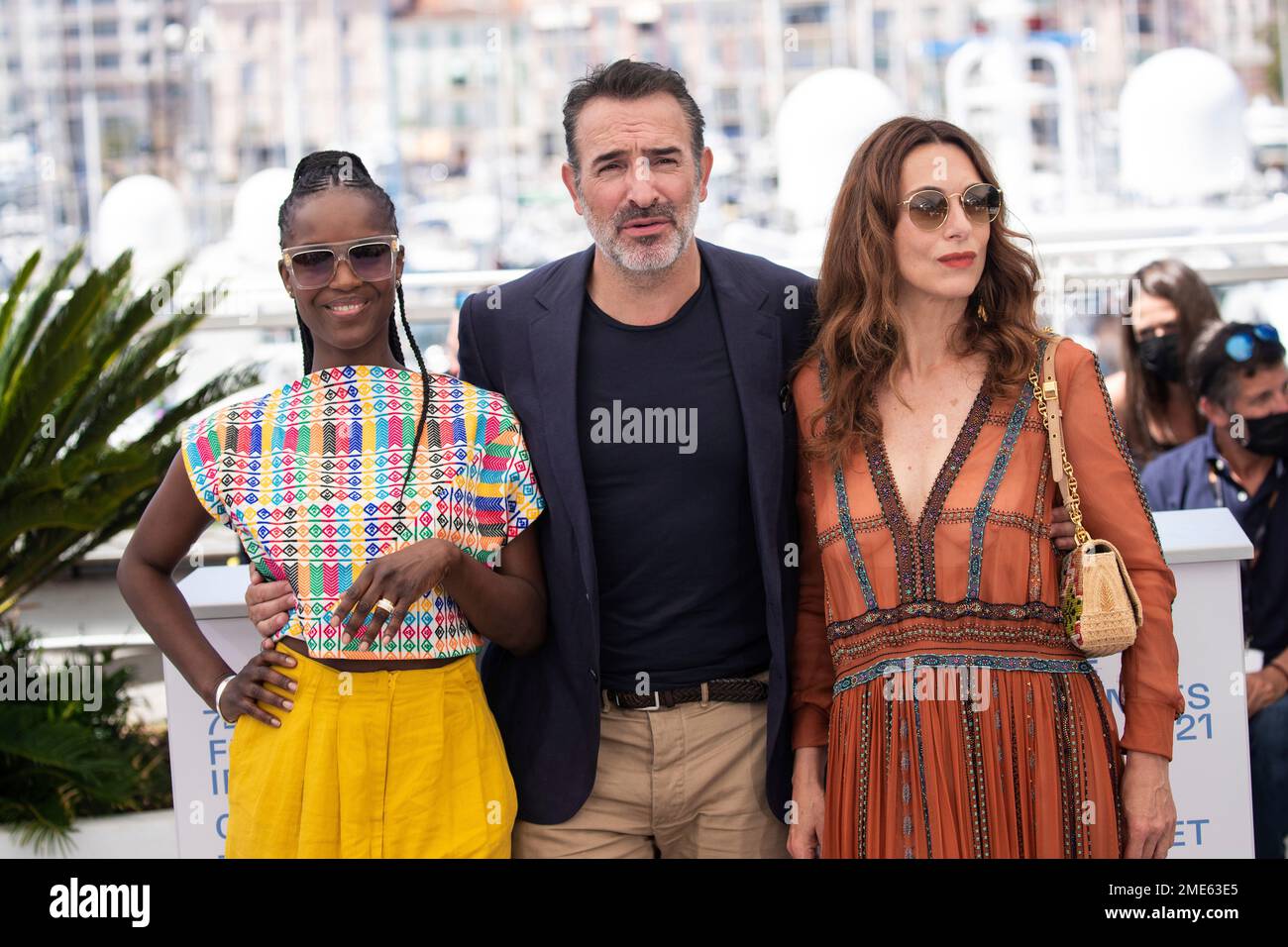 Fatou N'Diaye, Jean Dujardin and Natacha Lindinger pose for ...