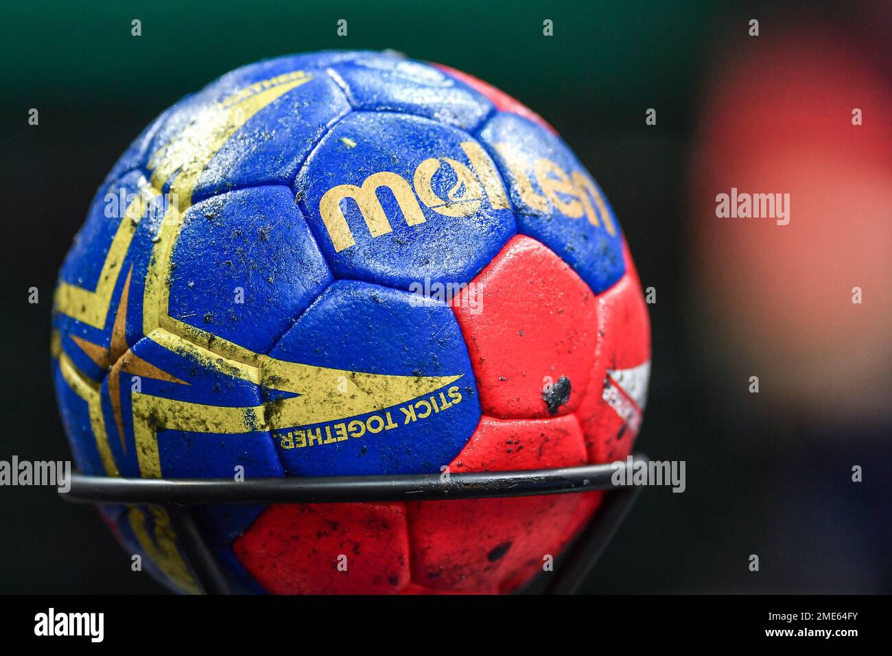 Katowice, Poland. 23rd Jan, 2023. pilka, official ball, molten, stick together during IHF MenÕs World Championship match between Germany and Norway on January 23, 2023 in Katowice, Poland. (Photo by PressFocus/Sipa USA) Credit: Sipa USA/Alamy Live News Stock Photo