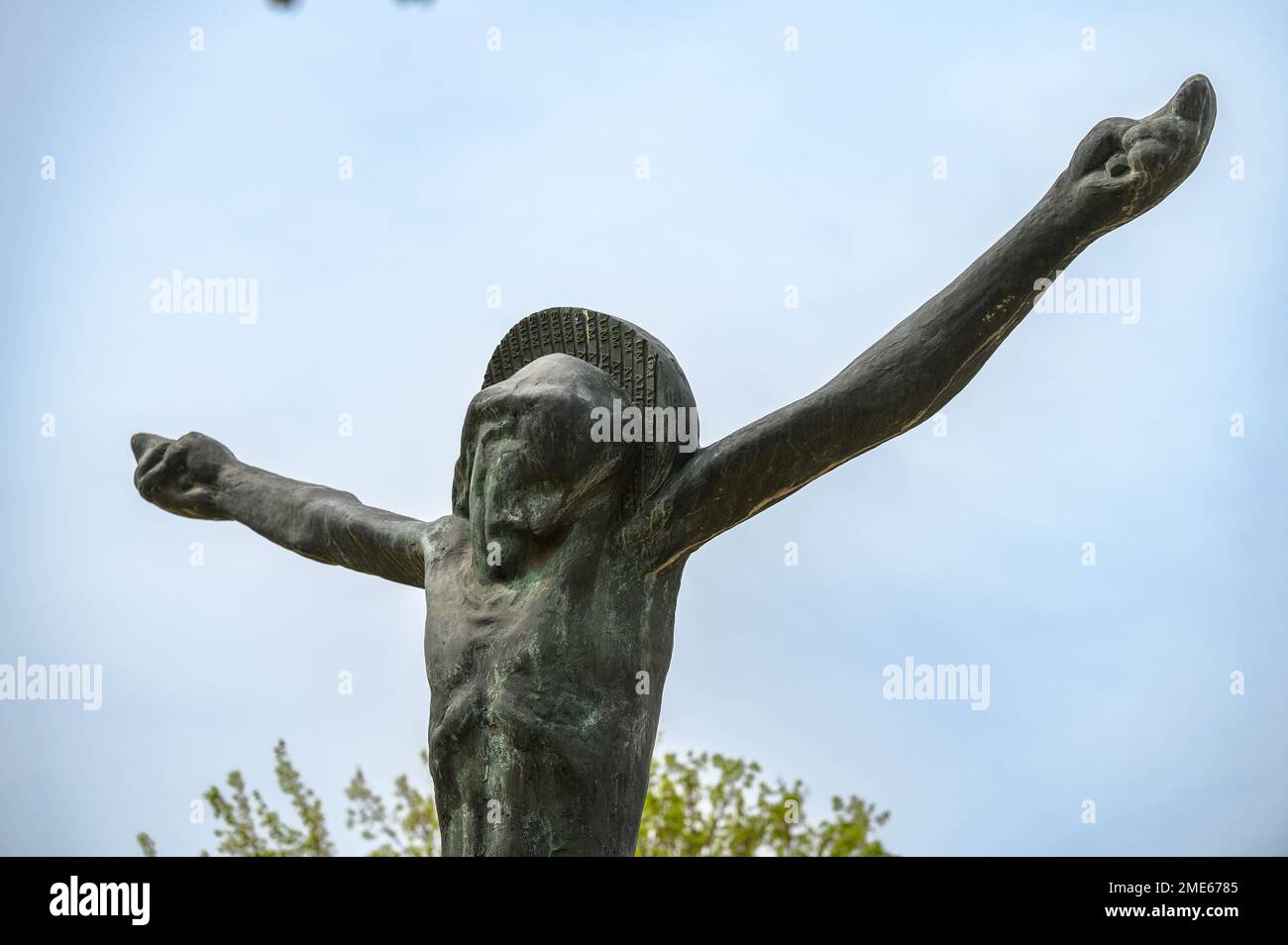 The statue of the Risen Christ in Medjugorje, Bosnia and Herzegovina. Stock Photo