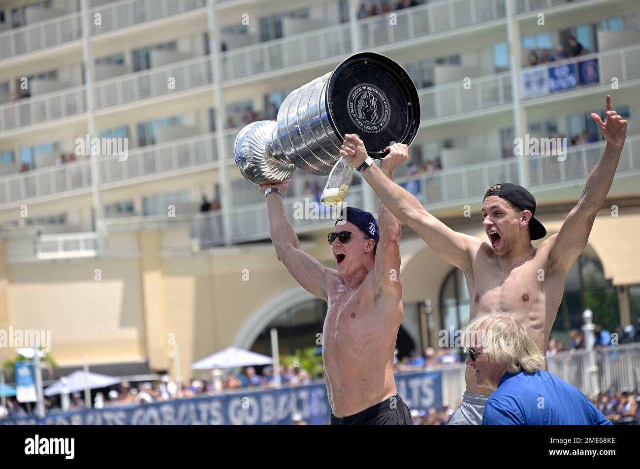 Jan Rutta Lightning Tampa Bay Lightning left wing Ondrej Palat hoists the Stanley Cup while ...