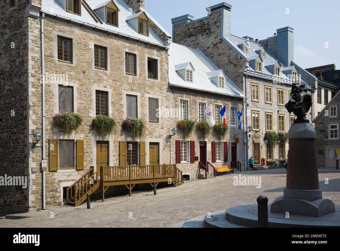 Louis the 14th Statue at Place Royale in Lower Town area of Old Quebec City in summer, Quebec, Canada. Stock Photo