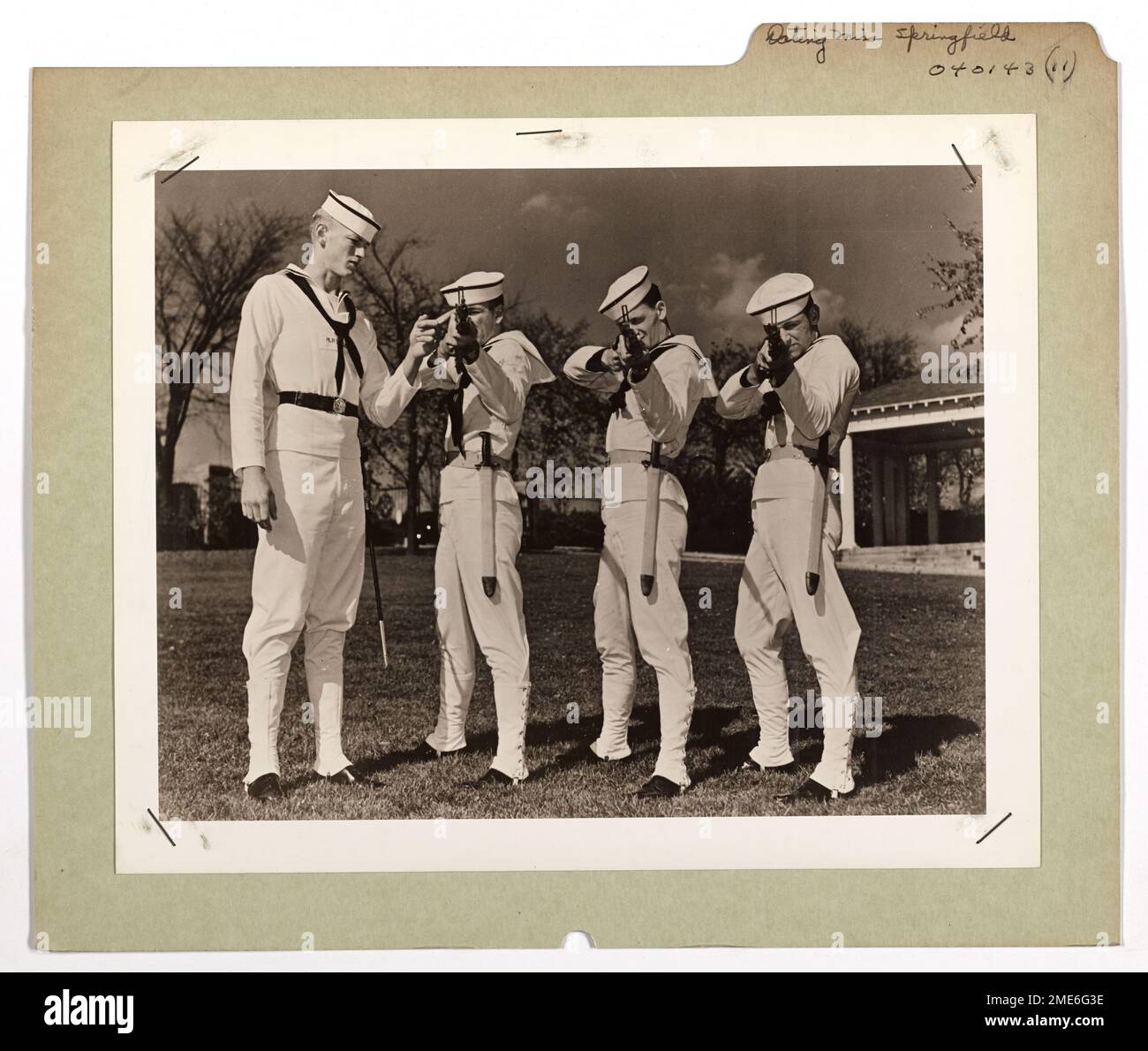 Dating Miss Springfield. 'Dating Miss Springfield', these cadets at the U.S. Coast Guard Academy in New London, Conn. [Connecticut], are being instructed in handling of the standard Springfield rifle. The future officers are trained in use of all types of weapons as well as seamanship, that they may better carry out the military duties of the Coast Guard, which had recently added the names of Guadalcanal, Tulagi and Fedala to its traditions. Stock Photo