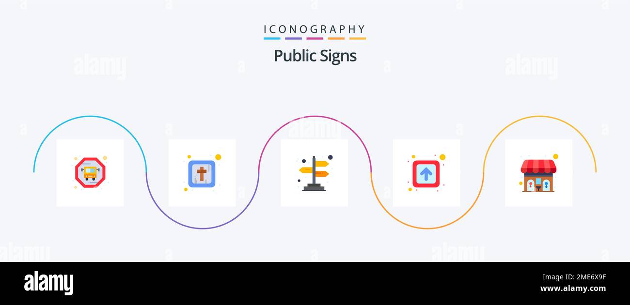 Public Signs Flat 5 Icon Pack Including . arrow. wc. public Stock ...