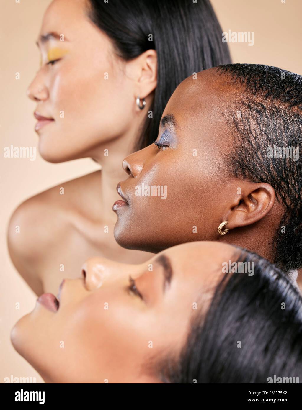 Cosmetic glow, makeup brush on face and black woman with skincare in  studio, cosmetics tool. Skin care, blush and foundation, African beauty  model Stock Photo - Alamy