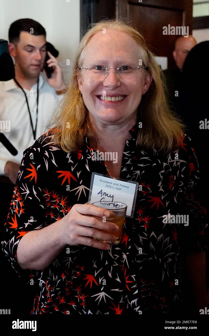 Amy Carter arrives for a reception to celebrate the 75th wedding