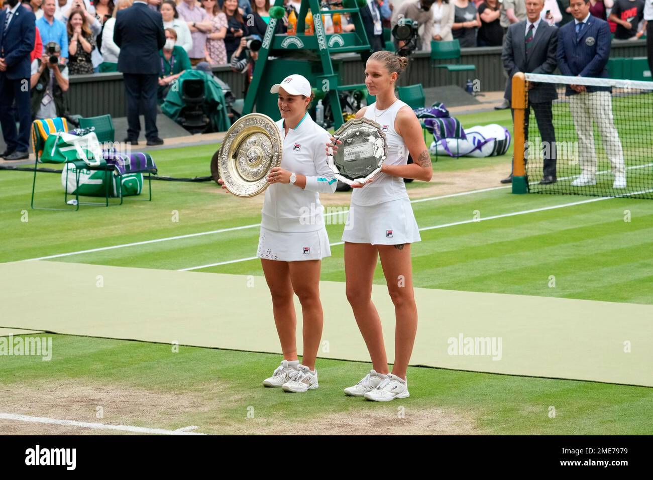 Australia's Ashleigh Barty, left, and Czech Republic's Karolina