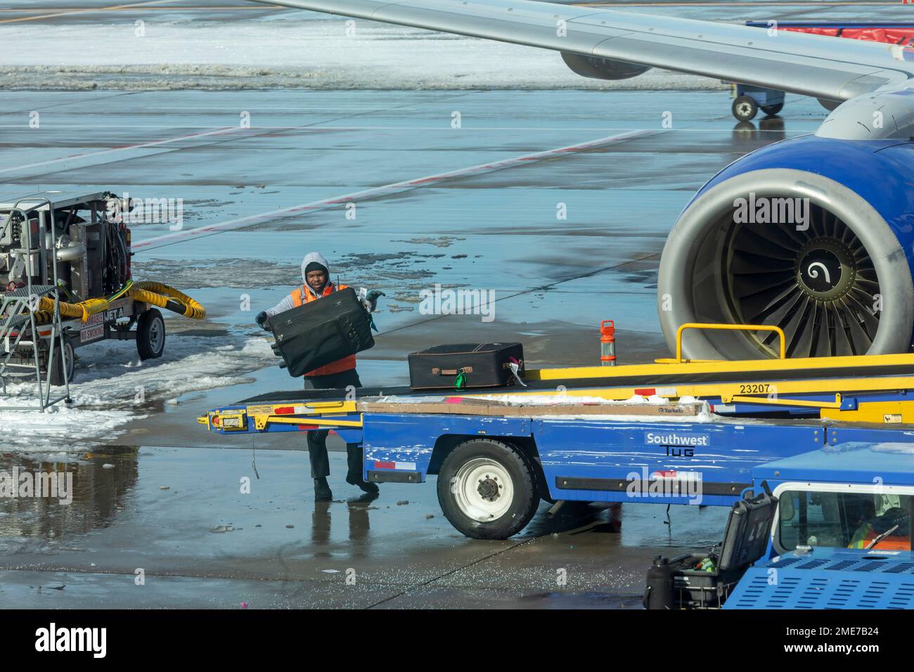 Denver, Colorado Southwest Airlines jets on the ground after a