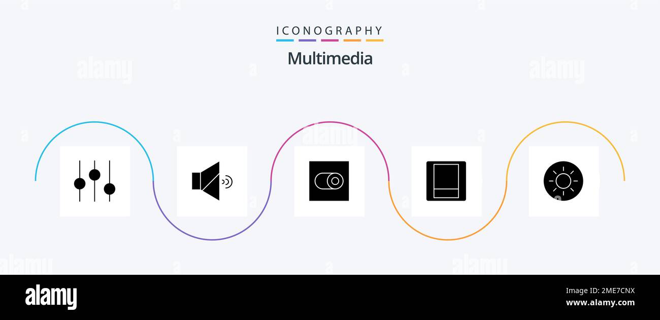 Multimedia Glyph 5 Icon Pack Including . toggle. brightness Stock ...