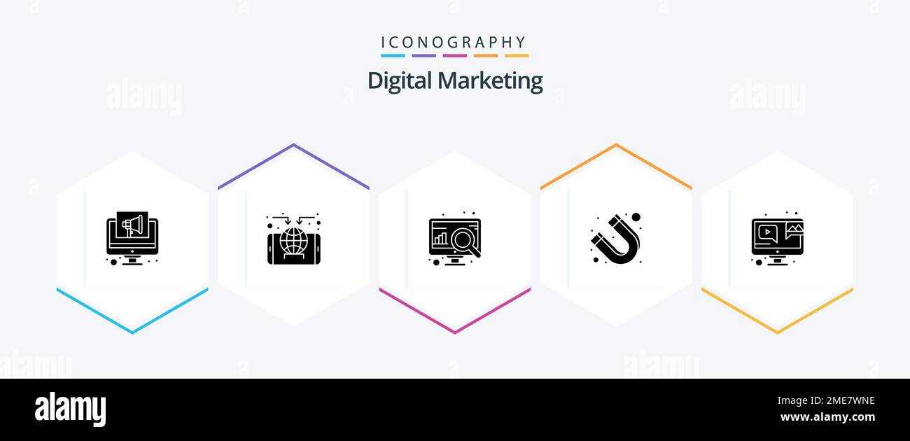 Digital Marketing 25 Glyph icon pack including marketing. magnet ...