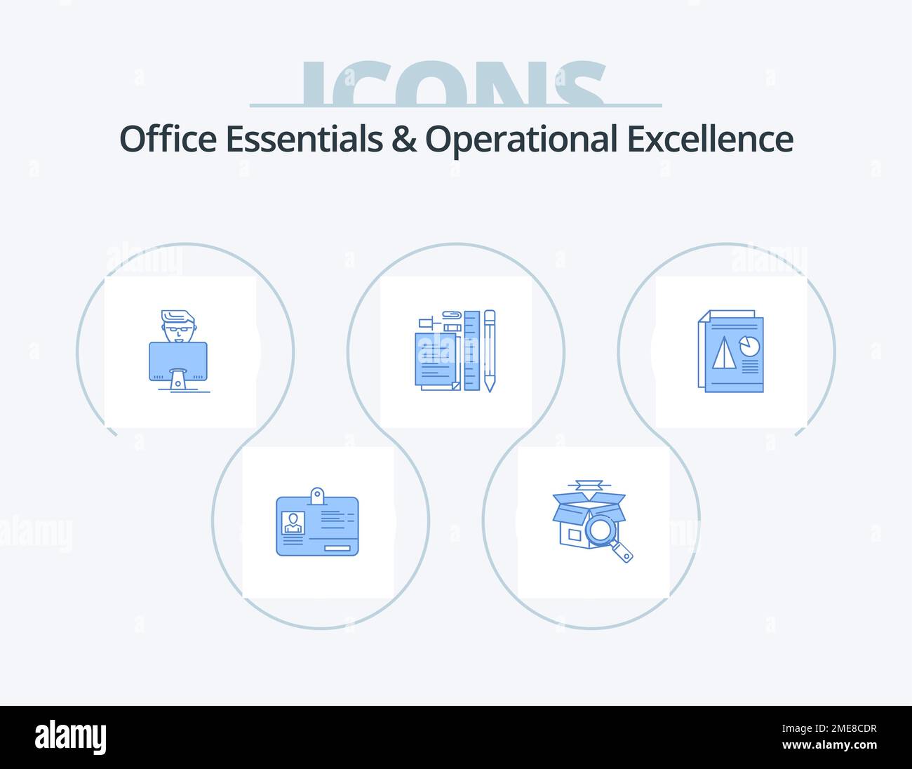 Office Essentials And Operational Exellence Blue Icon Pack 5 Icon ...