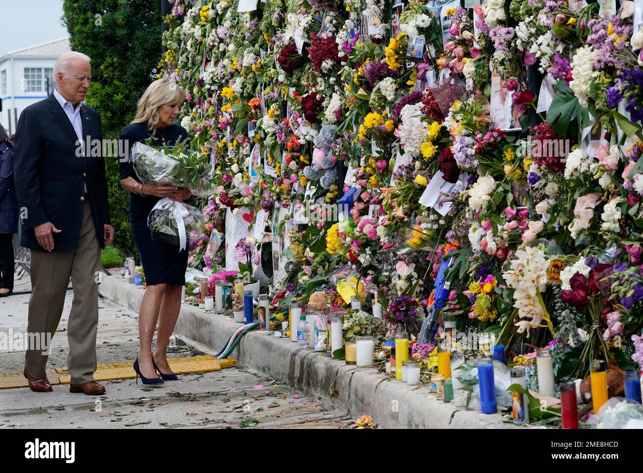 President Joe Biden and first lady Jill Biden visit memorial wall