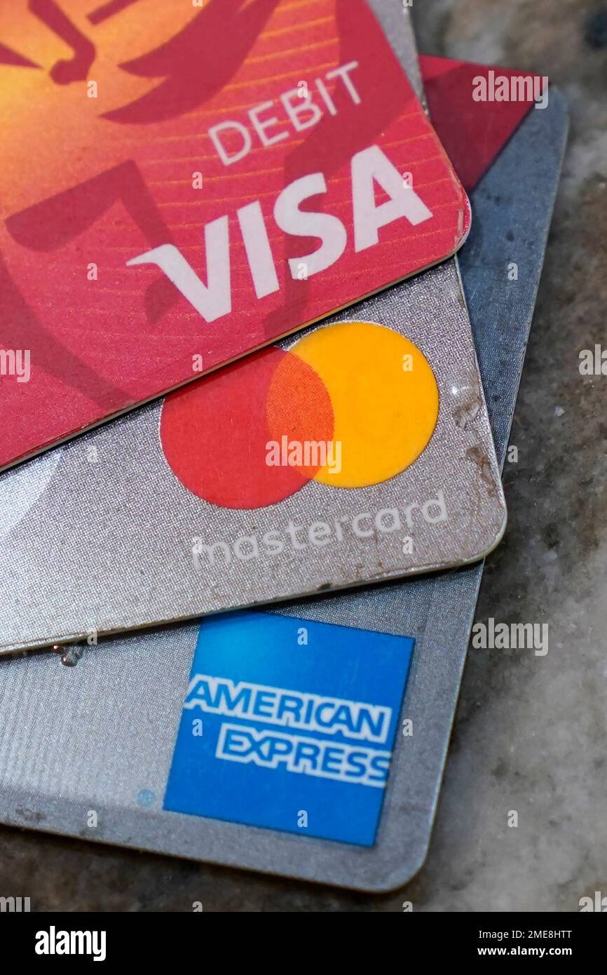 American Express, Visa and Master card cards on display in Richmond, Va ...