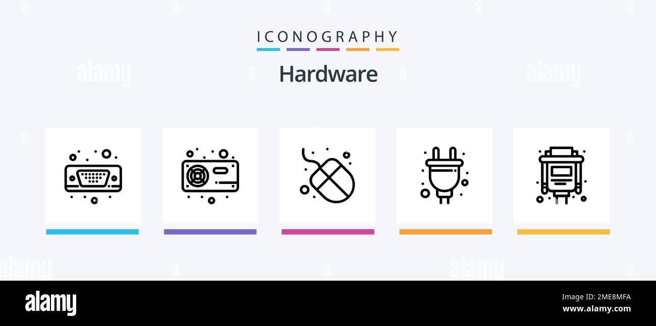 Hardware Line 5 Icon Pack Including . player. port. hardware. laptop