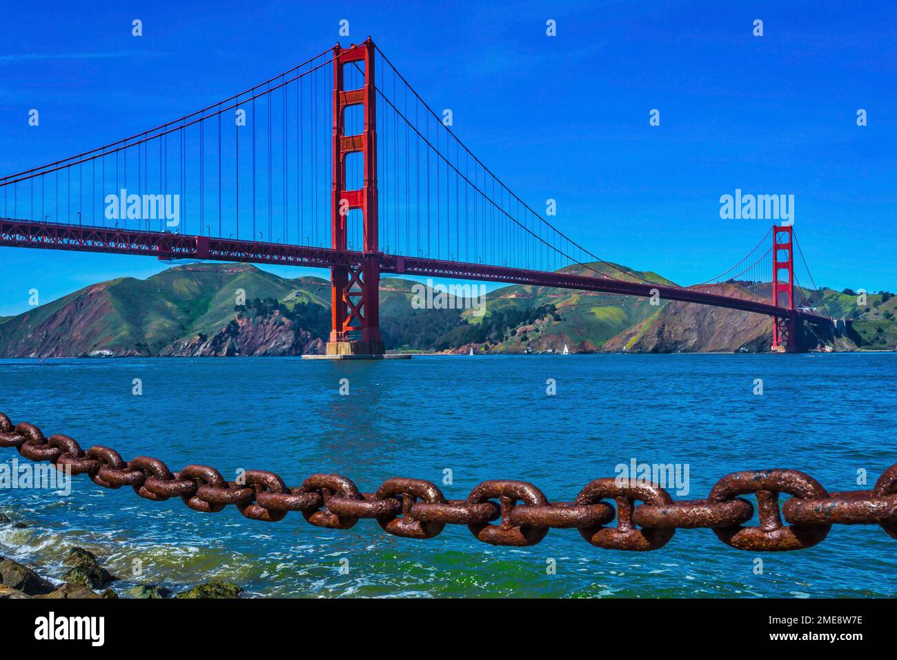 Golden Gate Bridge And Chain Stock Photo