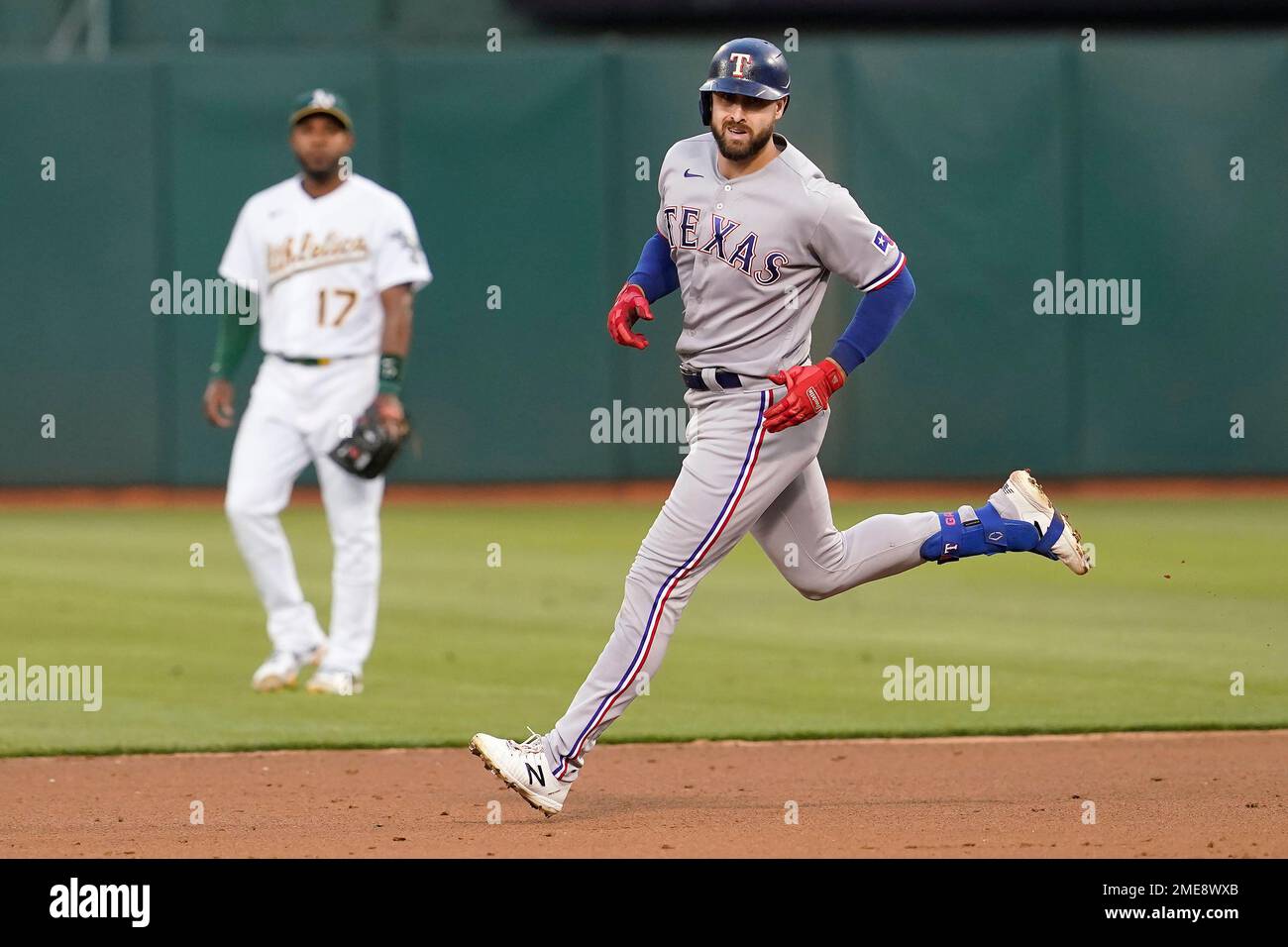 Oakland Athletics' Elvis Andrus looks to catch a ball during a baseball  game against the Los Angeles Angels Monday, Sept. 20, 2021, in Anaheim,  Calif. (AP Photo/Jae C. Hong Stock Photo - Alamy