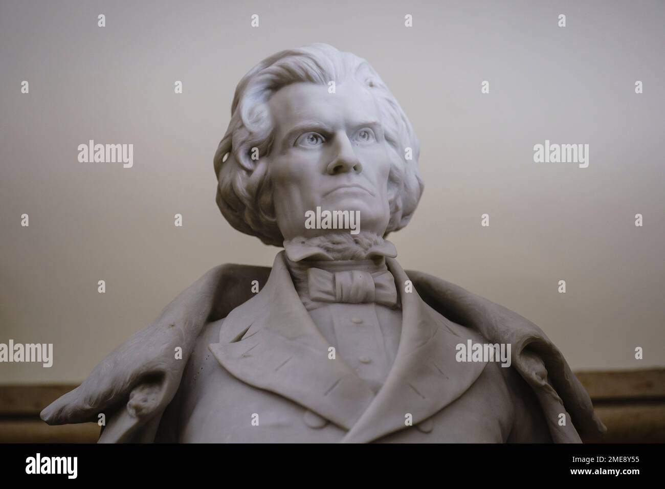 The statue of John C. Calhoun is seen on the first floor crypt area of