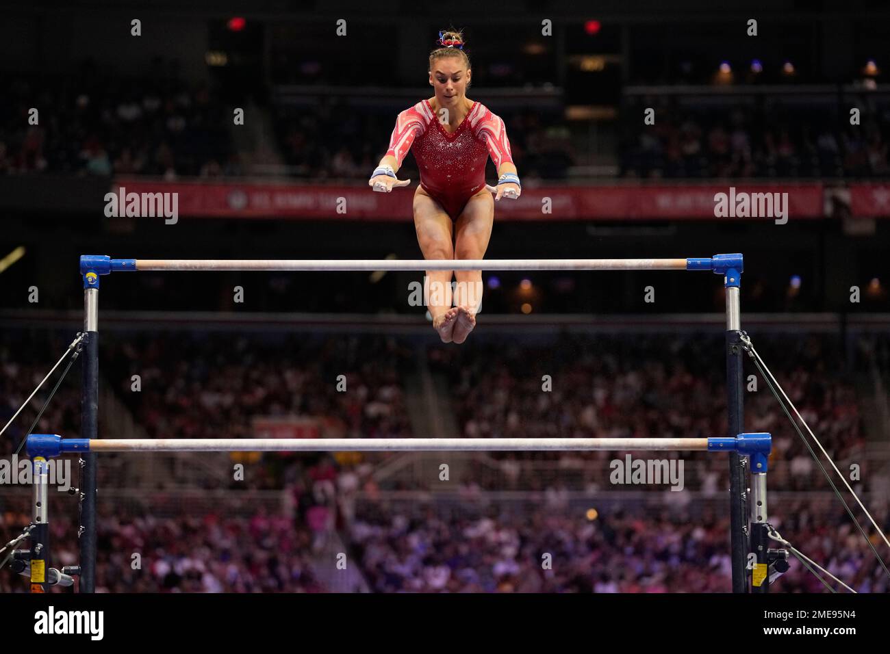 Grace McCallum competes on the uneven bars during the women's U.S