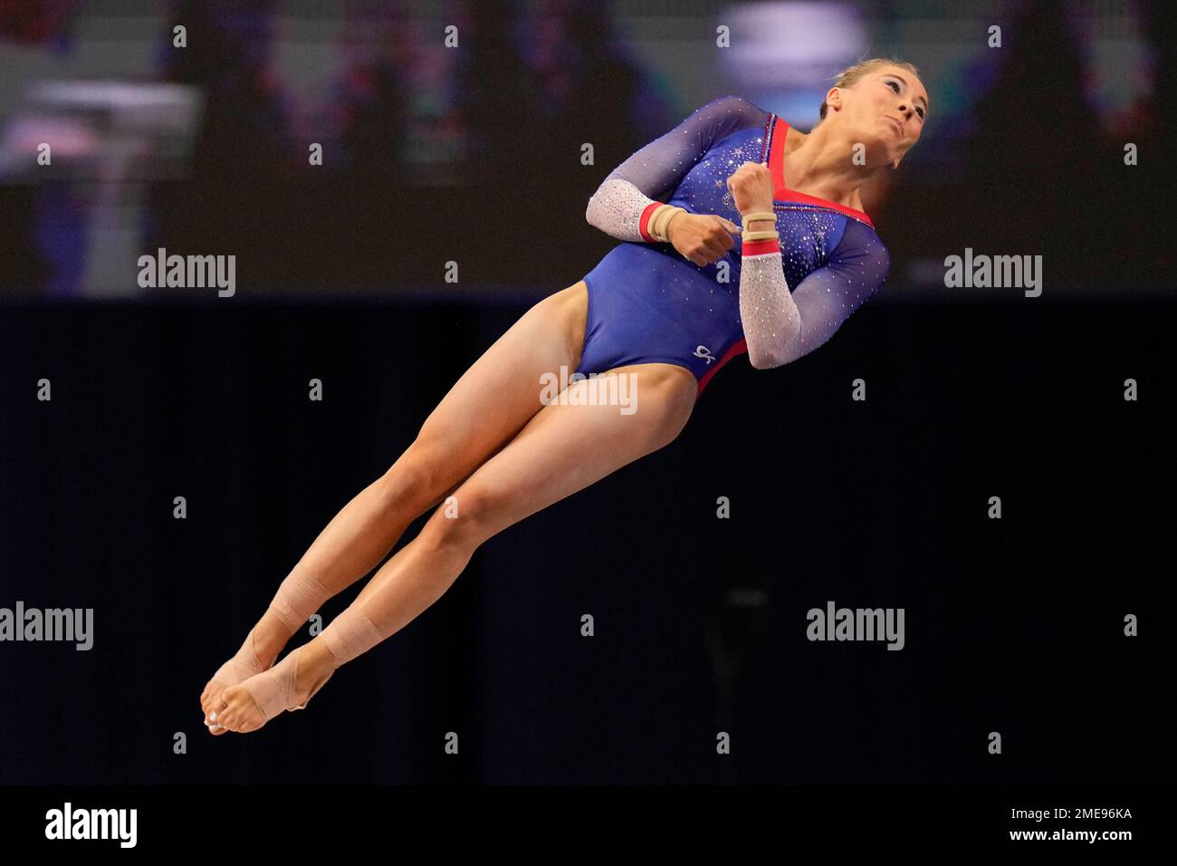 MyKayla Skinner competes on the vault during the women's U.S. Olympic Gymnastics Trials Sunday, June 27, 2021, in St. Louis. (AP Photo/Jeff Roberson) Stock Photo