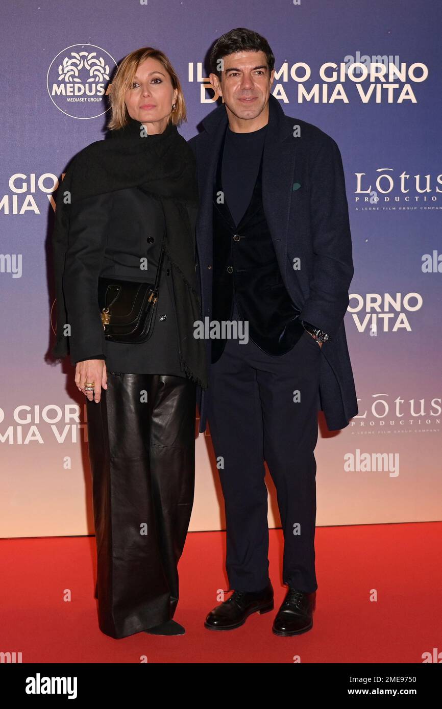 Rome, Italy. 23rd Jan, 2023. Anna Ferzetti (l) and Pierfrancesco Favino (r)  attend the red carpet of the movie "Il primo giorno della mia vita" at The  Space Cinema Modreno. (Photo by