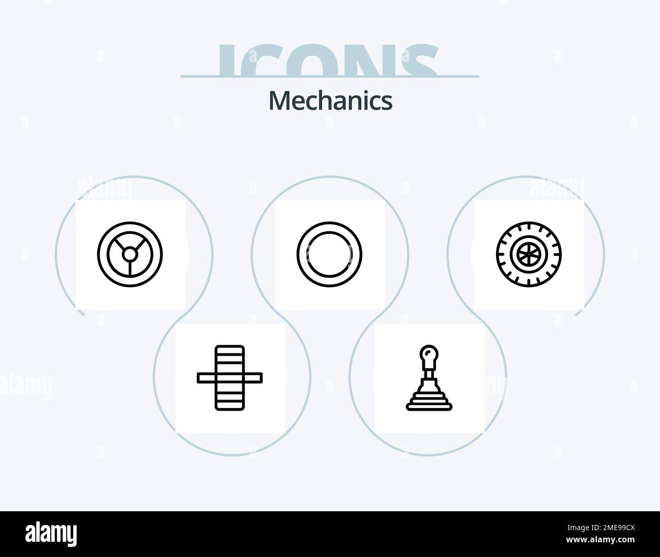 Mechanics Line Icon Pack 5 Icon Design. . wheel. repair. pump. gearbox