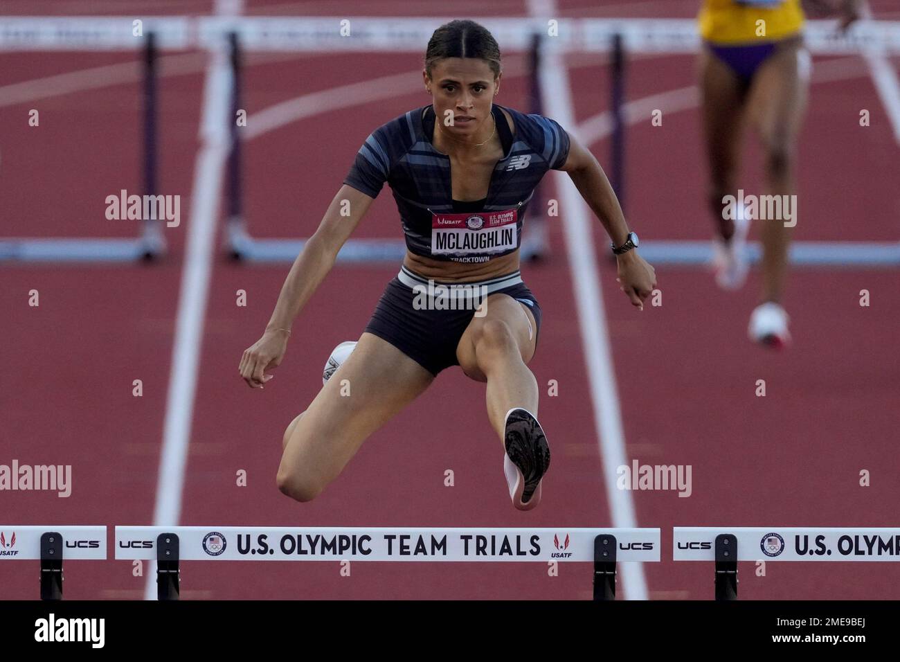Sydney McLaughlin wins a semi-final in the women’s 400-meter hurdles at