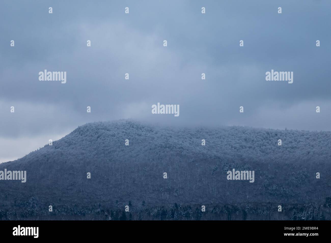 Snow falling on Speculator Mountain in Speculator, NY USA in the
