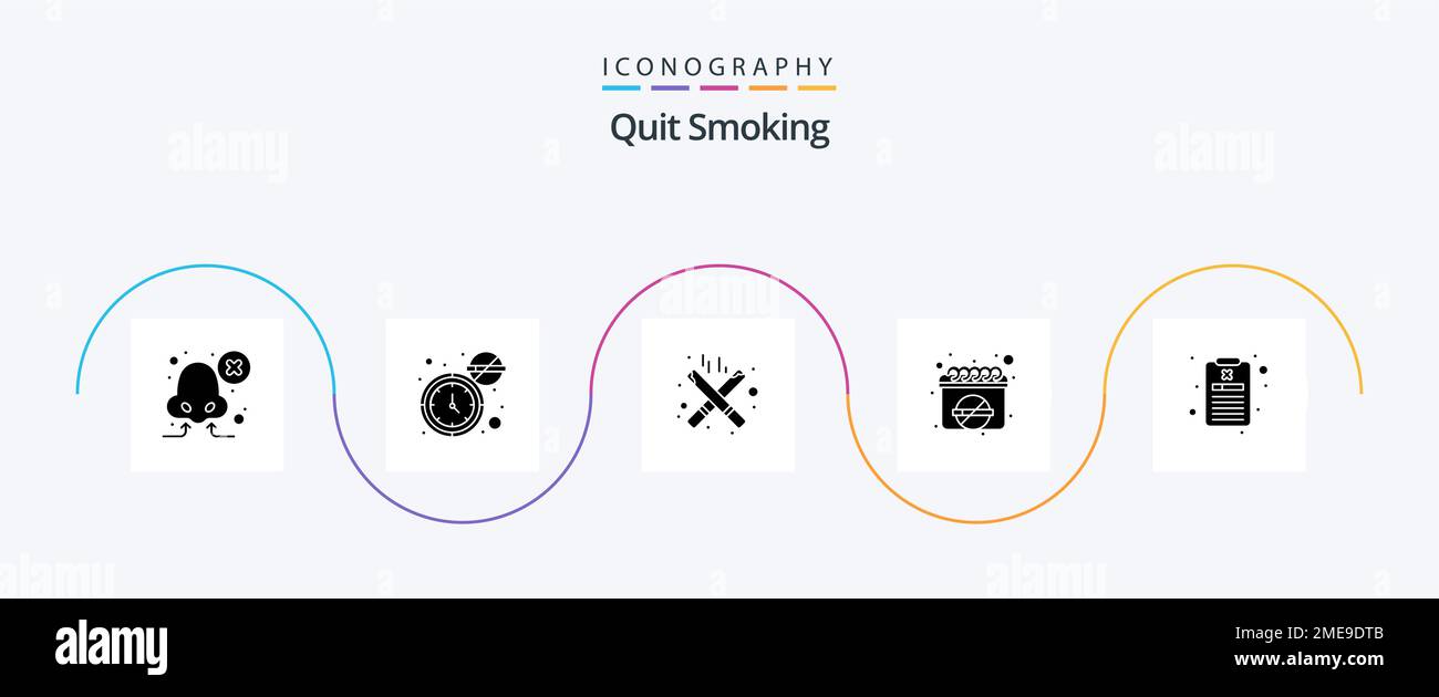 Quit Smoking Glyph 5 Icon Pack Including treatment. smoking. smoking