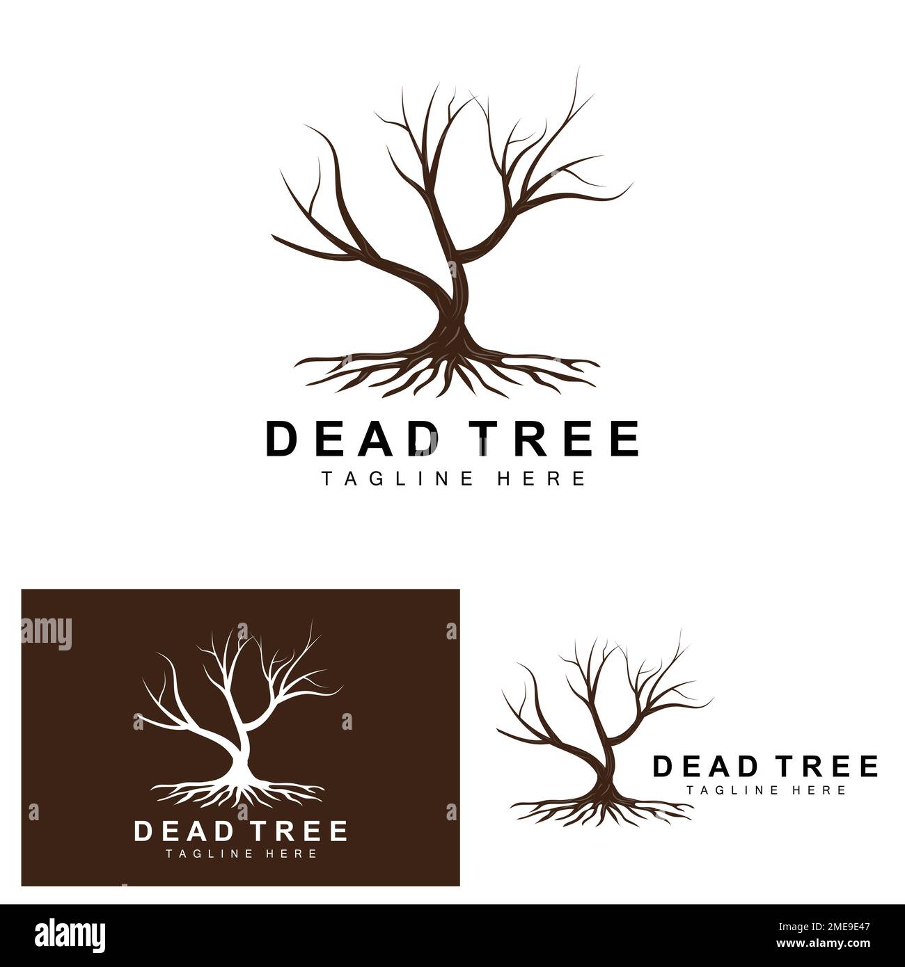 Tree Logo Design, Dead Tree Illustration, Wild Tree Cutting, Global