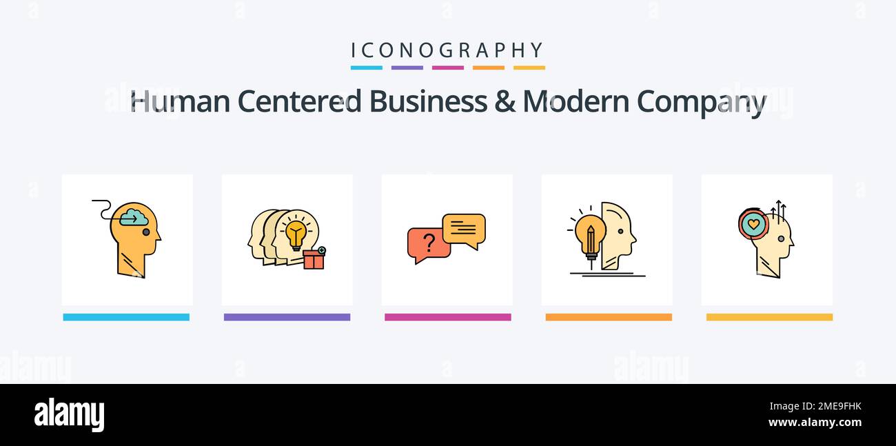 Human Centered Business And Modern Company Line Filled 5 Icon Pack ...