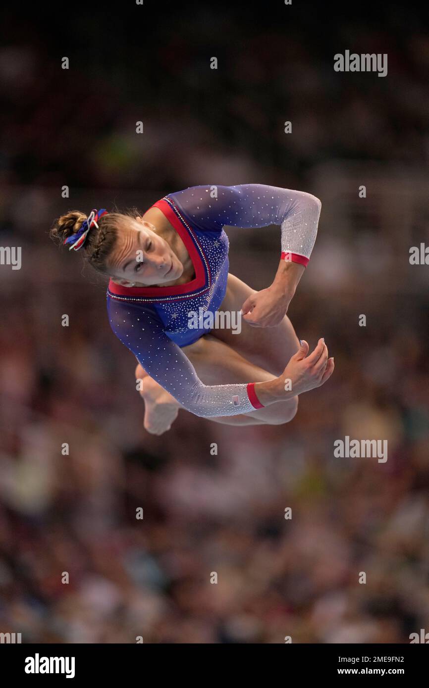 Grace McCallum competes in the floor exercise during the women's U.S
