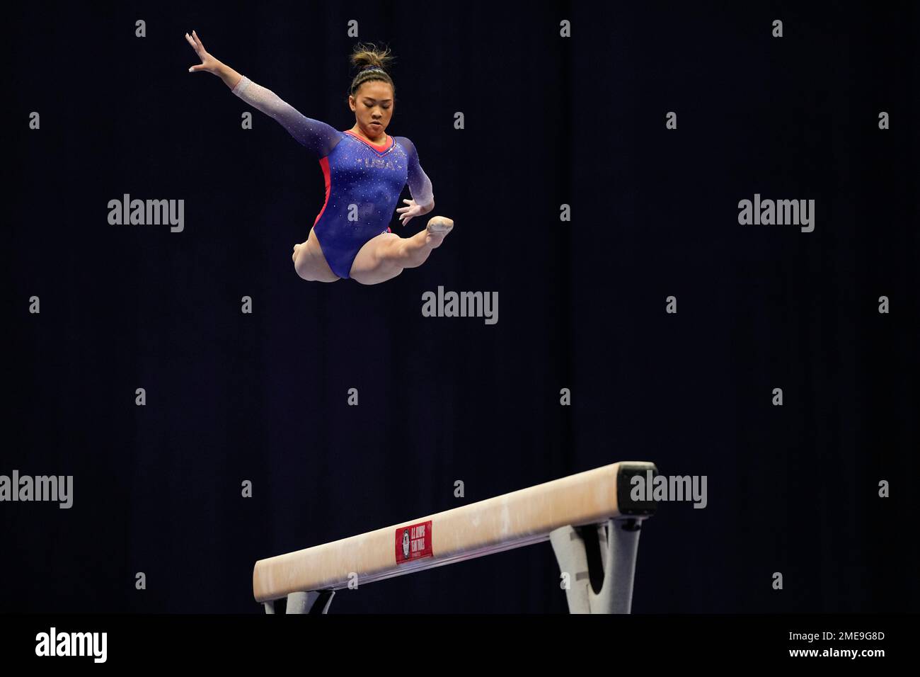 Suni Lee competes on the balance beam during the women's U.S. Olympic