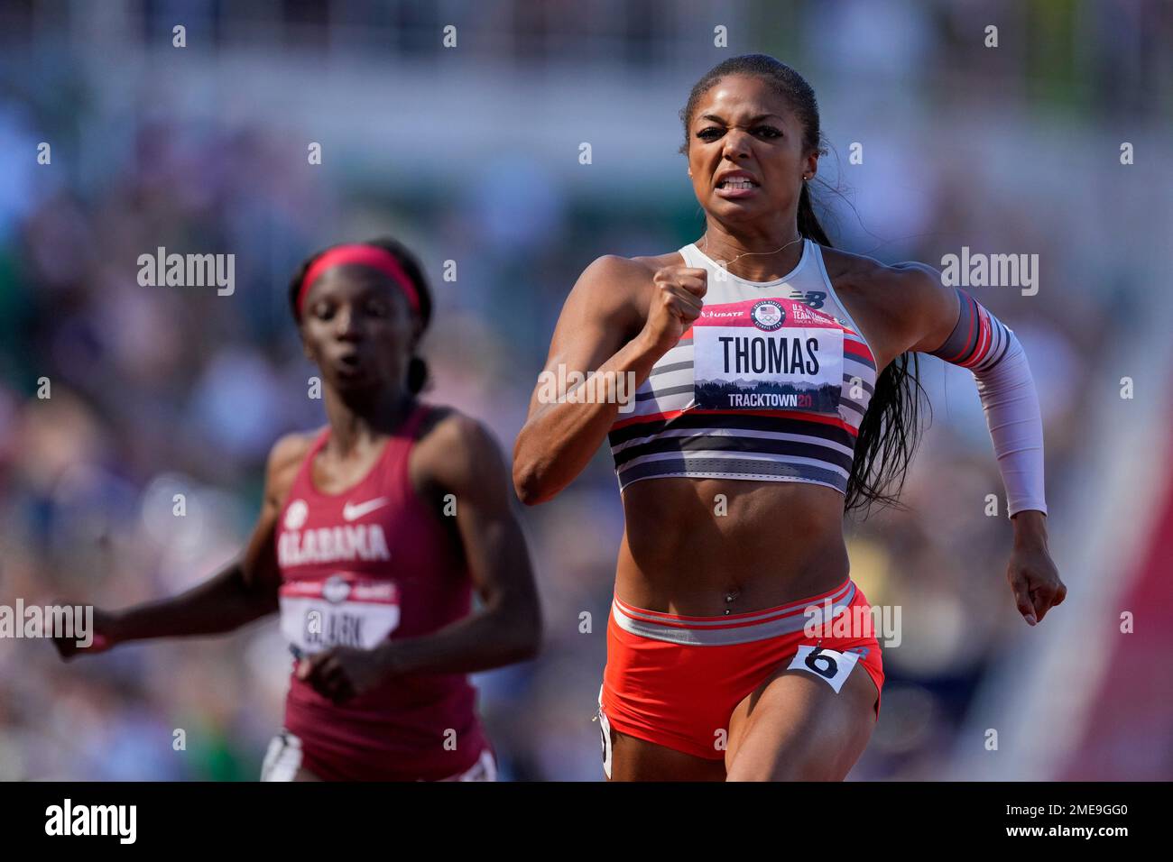 Gabby Thomas wins a semifinal in the women's 200meter run at the U.S(03)