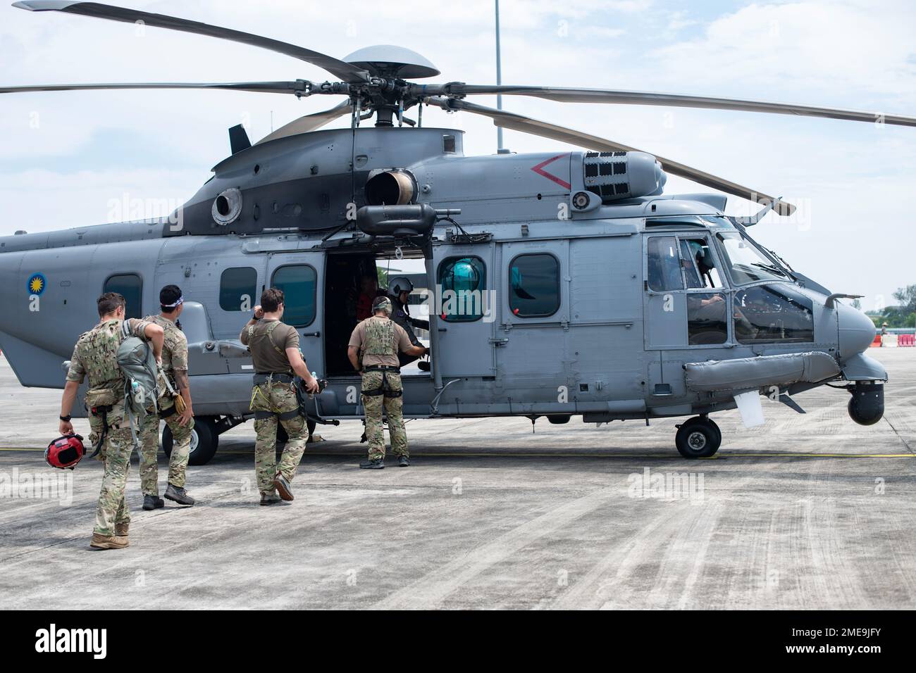 Pararescuemen assigned to the 31st Rescue Squadron board a Royal