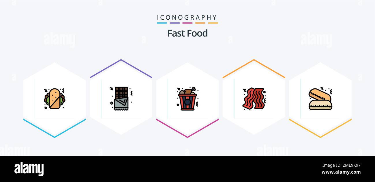 Fast Food 25 FilledLine icon pack including . . chicken. pie. fast food ...