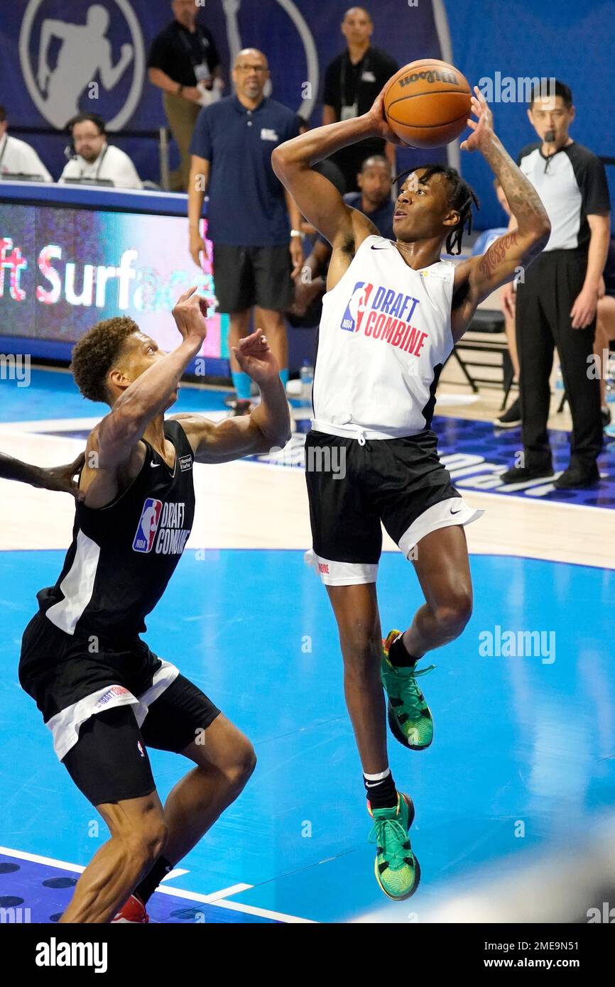 VCU s Nah Shon Hyland shoots in the NBA Draft Combine at the Wintrust Arena Thursday June 24 2021 in Chicago. AP Photo Charles Rex Arbogast Stock Photo Alamy