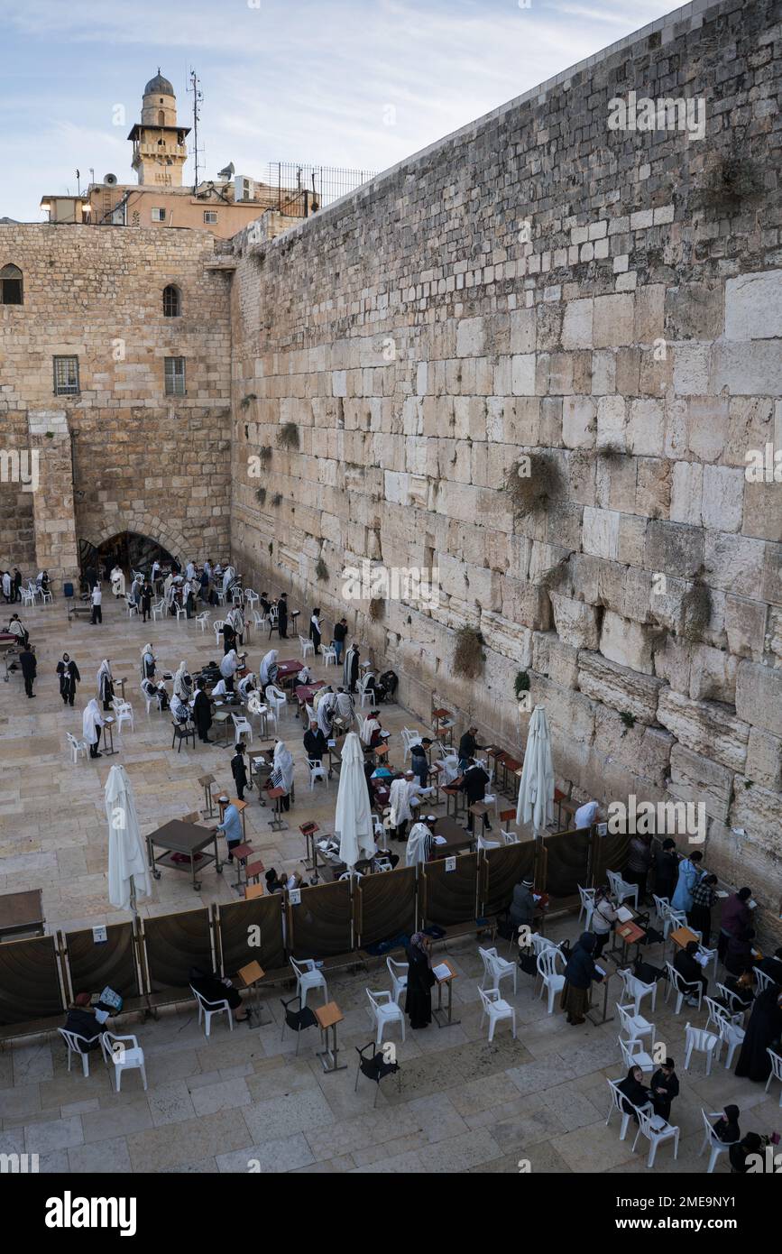 Wailing wall in the old city of Jerusalem, Middle East Stock Photo