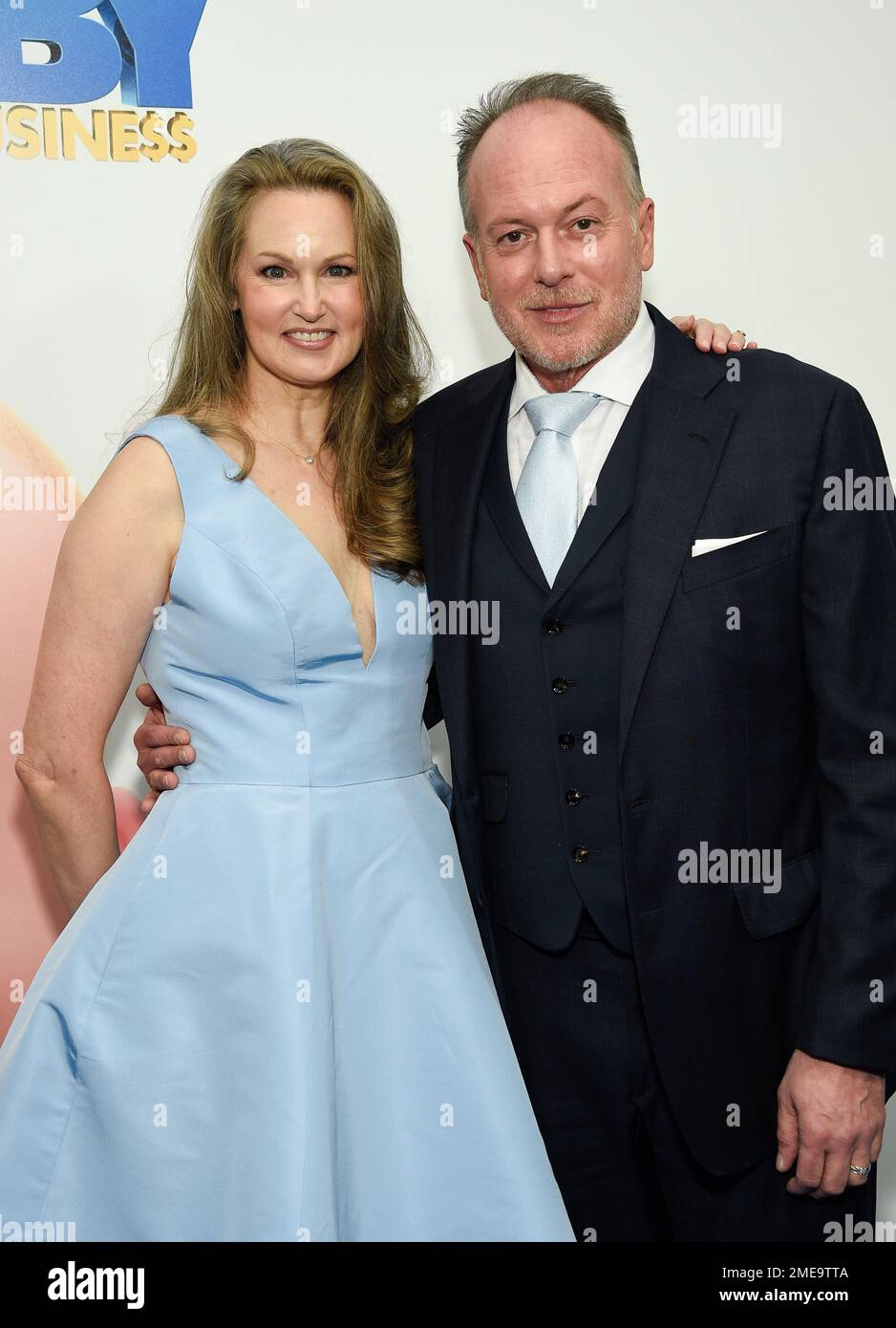 Director Tom McGrath, right, and wife Brieanne Cameron attend the world ...