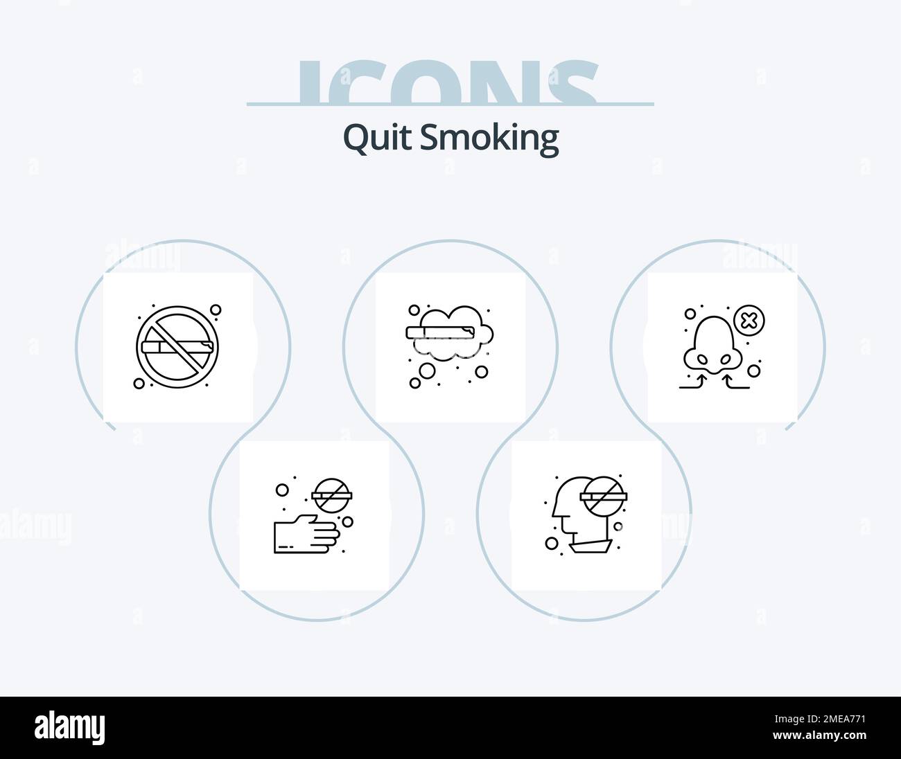Quit Smoking Line Icon Pack 5 Icon Design. tobacco. medicine. forbidden