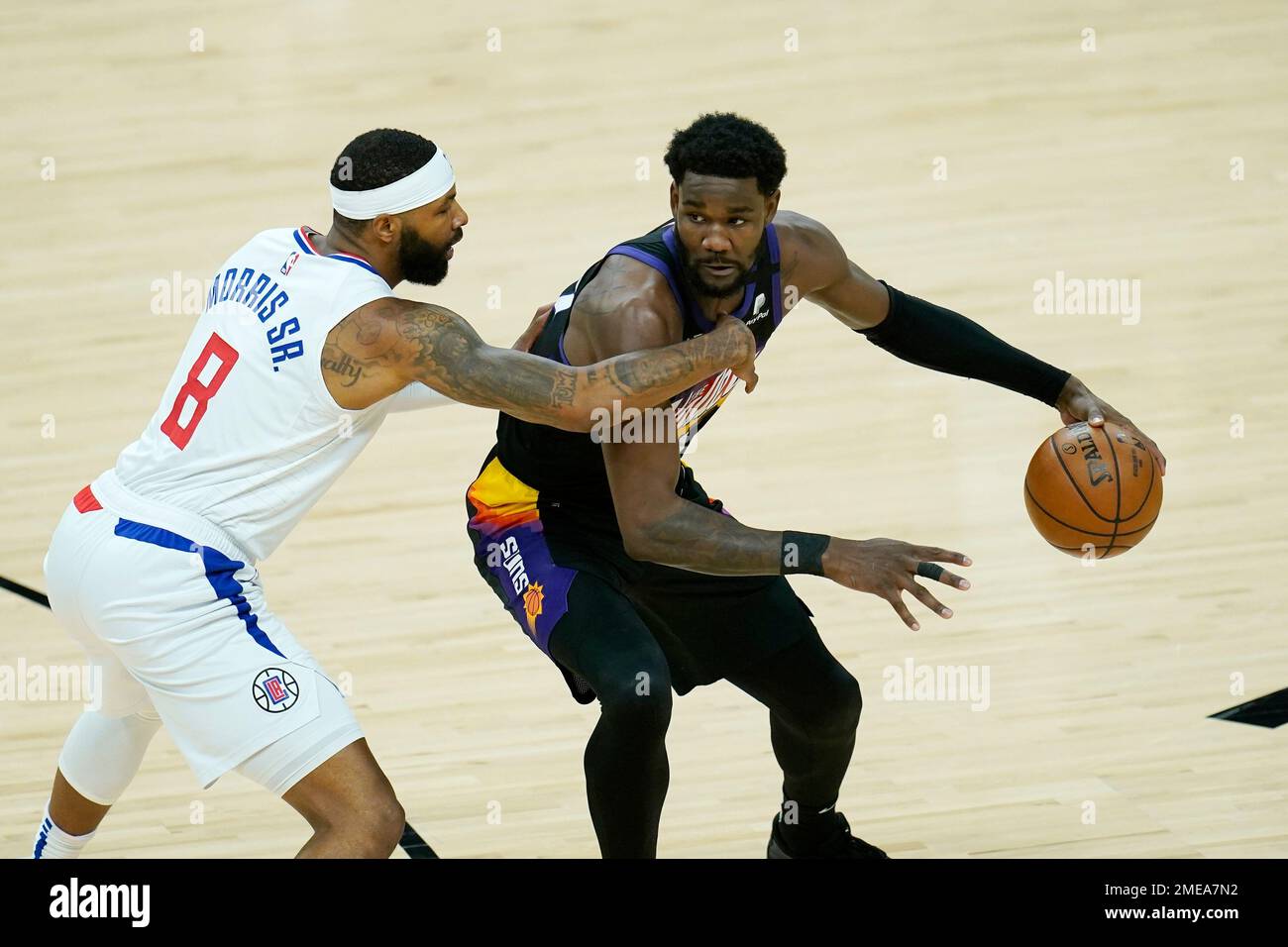 Los Angeles Clippers forward Marcus Morris Sr. (8) dribbles during