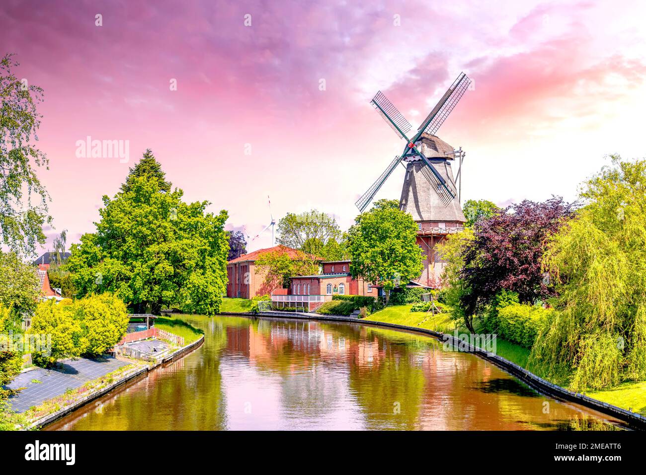 Mill in Hinte, East Friesland, GErmany Stock Photo