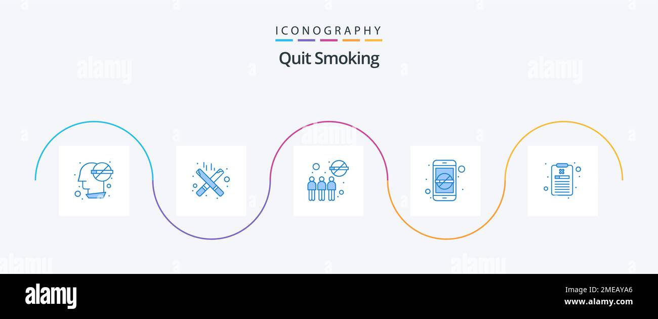Quit Smoking Blue 5 Icon Pack Including mobile app. no smoking