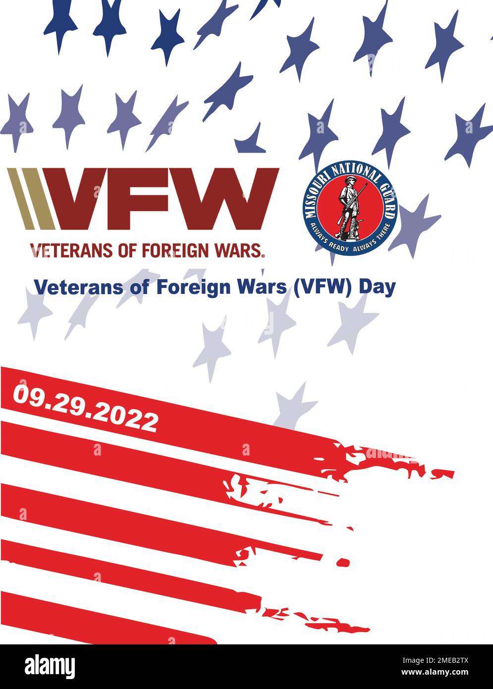 This is an illustration created at the Ike Skelton Training Site, Jefferson City, Missouri, Aug. 19, 2022. This graphic represents VFW Day which is celebrated at Posts and in communities worldwide. The day is devoted to the organization and its dedicated members committed to serving those who bravely serve this nation. (U.S. Army National Guard illustration by Spc. Rose Di Trolio) (This image was created using Adobe Illustrator.) Stock Photo